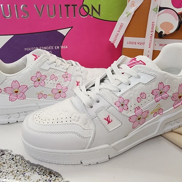 LOUIS VUITTON 2025 LV x TM Takashi Murakami Cherry Blossom Trainer Sneaker 39 - Picture 2 of 8